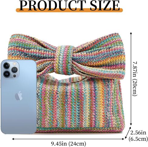 Women Straw Clutch Purses Bow Purse Summer Beach Bags Stylish Handmade Woven Handbags for Party Wedding Vacation in Saudi Arabia