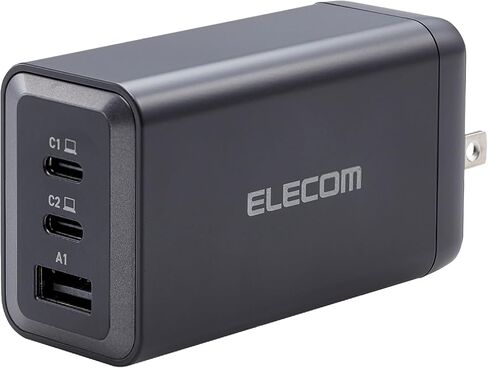 كتلة شاحن حائط USB C بقدرة 120 وات من ELECOM، 3 منافذ متعددة GaN II Smart PD، شحن فائق السرعة، محول طاقة مدمج لأجهزة متعددة، أجهزة الكمبيوتر المحمولة، الأجهزة اللوحية، iPhone، iPad، ساعة، مكبرات الصوت، Airpods - أسود in Saudi Arabia