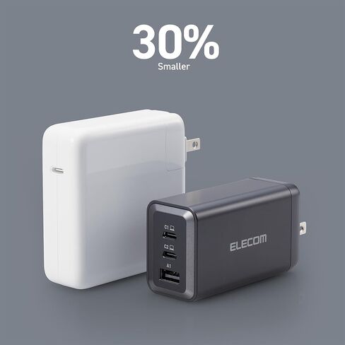 كتلة شاحن حائط USB C بقدرة 120 وات من ELECOM، 3 منافذ متعددة GaN II Smart PD، شحن فائق السرعة، محول طاقة مدمج لأجهزة متعددة، أجهزة الكمبيوتر المحمولة، الأجهزة اللوحية، iPhone، iPad، ساعة، مكبرات الصوت، Airpods - أسود in Saudi Arabia