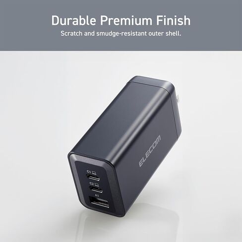 كتلة شاحن حائط USB C بقدرة 120 وات من ELECOM، 3 منافذ متعددة GaN II Smart PD، شحن فائق السرعة، محول طاقة مدمج لأجهزة متعددة، أجهزة الكمبيوتر المحمولة، الأجهزة اللوحية، iPhone، iPad، ساعة، مكبرات الصوت، Airpods - أسود in Saudi Arabia
