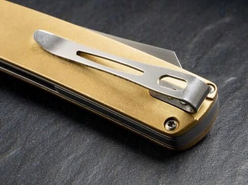 Boker Plus Tenshi Brass - شفرة Tanto Vg-10 المعدلة مقاس 2.68 بوصة، ومسمار الإبهام وقفل الخط مع موازين نحاسية مصممة بواسطة Kansei - 01BO328 in Kuwait
