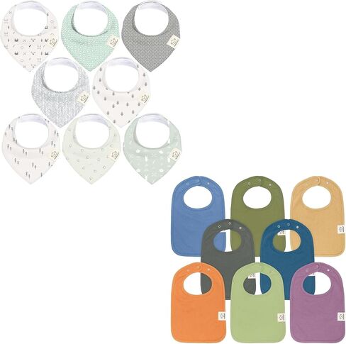 KeaBabies 8-Pack Organic Baby Bandana Drool Bibs and 8-Pack Organic Baby Bibs for Boy, Girl - Stylish Unisex Bandana Bibs - Drool Bibs for Baby Boy - Super Absorbent Bandana Drool Bibs in Saudi Arabia