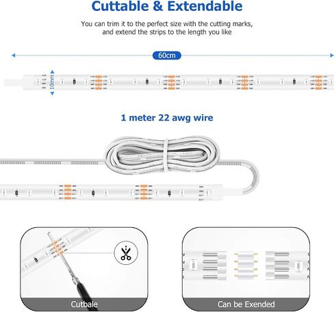 24 بوصة سيارة بيضاء بقيادة قطاع أضواء Cuttable 12V للسيارات شاحنة التخييم قارب البحرية داخل الإضاءة المحيطة، حزمة من 4 in Kuwait