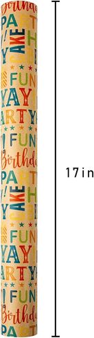 Burymento Birthday Wrapping Paper Roll,Kraft Gift Wrap Paper for Birthday Baby Shower,Kraft Paper with Grid Lines,Lettering Pattern - 17 Inches x 32.8 Feet 1 Roll in Kuwait