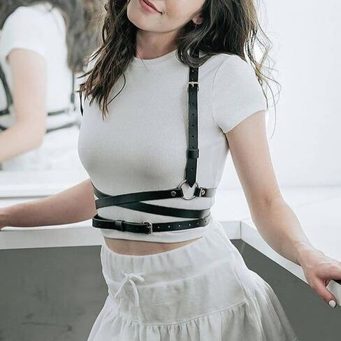 Body Harness for Women, Fashion Goth Corset Belt Waist Chain Sleeveless Tank Top,Harness Women Fashion,Corset Belt for Women (G) in Saudi Arabia