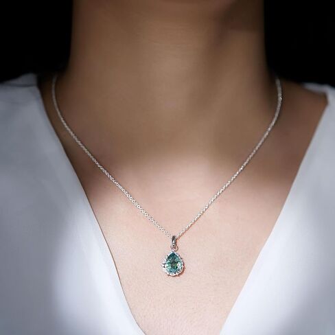 طقم قلادة وأقراط قلادة من العقيق الطحلب NW، طقم مجوهرات من العقيق الطحلب والزركون على شكل دمعة in Kuwait