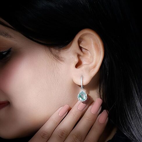 طقم قلادة وأقراط قلادة من العقيق الطحلب NW، طقم مجوهرات من العقيق الطحلب والزركون على شكل دمعة in Kuwait