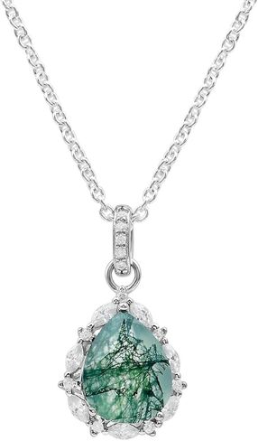 طقم قلادة وأقراط قلادة من العقيق الطحلب NW، طقم مجوهرات من العقيق الطحلب والزركون على شكل دمعة in Kuwait