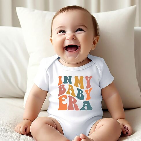 بدلة للجسم In My Newborn/Baby Era، بدلة رومبير مضحكة كلاسيكية لطيفة للإعلان عن الحمل، قميص للأطفال (0-6 أشهر، رومبير بأكمام قصيرة للأطفال) in Kuwait