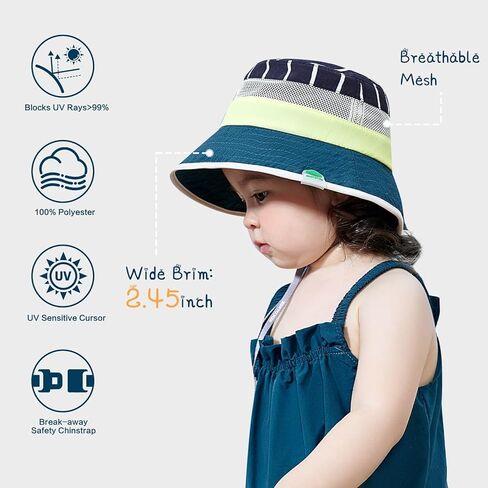 Baby Sun Hat UPF 50+ Toddler Bucket Hat Summer Kids Beach Hats Wide Brim Outdoor Play Hat for Boys Girls in Saudi Arabia