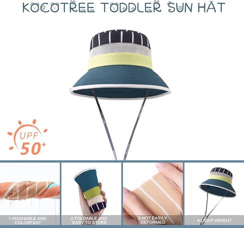 Baby Sun Hat UPF 50+ Toddler Bucket Hat Summer Kids Beach Hats Wide Brim Outdoor Play Hat for Boys Girls in Saudi Arabia