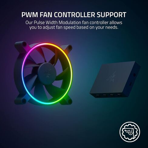 Razer Kunai Hydraulic 120MM aRGB PC Fan: Quiet, Powerful aRGB Fans - PWM Fan Controller Support & Connect Up to 8 Fans - Powered by Razer Chroma RGB - 3 Fans in Saudi Arabia