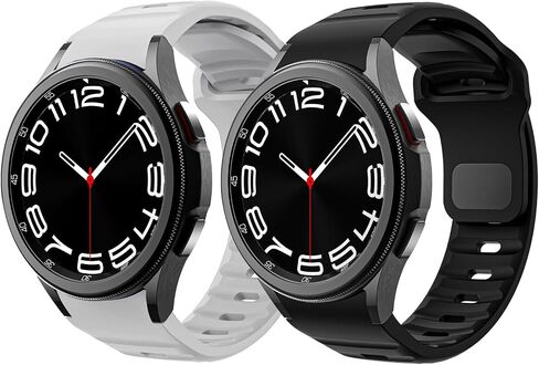 حزام متين بدون فجوة متوافق مع Samsung Galaxy Watch 4 5 6 Band 44mm 40mm/Galaxy Watch 6 Classic Bands 47mm 43mm/Watch 5 Pro 45mm/Watch 4 Classic 46mm 42mm، حزام رياضي بديل من السيليكون للرجال in Kuwait