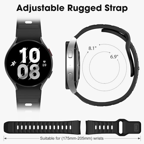 حزام متين بدون فجوة متوافق مع Samsung Galaxy Watch 4 5 6 Band 44mm 40mm/Galaxy Watch 6 Classic Bands 47mm 43mm/Watch 5 Pro 45mm/Watch 4 Classic 46mm 42mm، حزام رياضي بديل من السيليكون للرجال in Kuwait