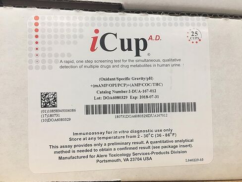 اختبار مخدرات البول iCup 5 لوحات (COC، THC، OPI، mAMP، PCP) مع الغش (OX،SG،PH) - تم التنازل عن CLIA (25 كوبًا) in Saudi Arabia