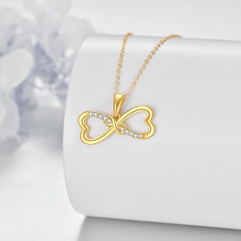 قلادة إنفينيتي من الذهب الصلب عيار 14 قيراط للنساء على شكل رمز إنفينيتي على شكل قلب للنساء والفتيات in Kuwait