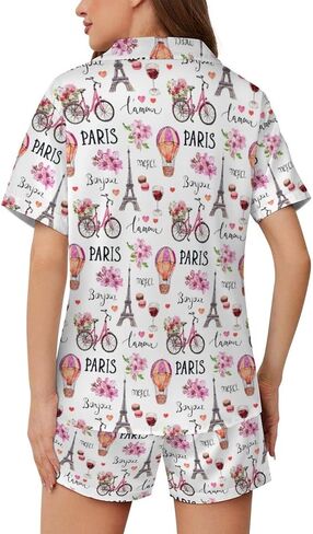 Womens Pajama Sets 2 Piece Short Sleeve Soft Satin Sleepwear Button Down Loungewear XS-2XL in Kuwait