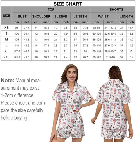 Womens Pajama Sets 2 Piece Short Sleeve Soft Satin Sleepwear Button Down Loungewear XS-2XL in Kuwait