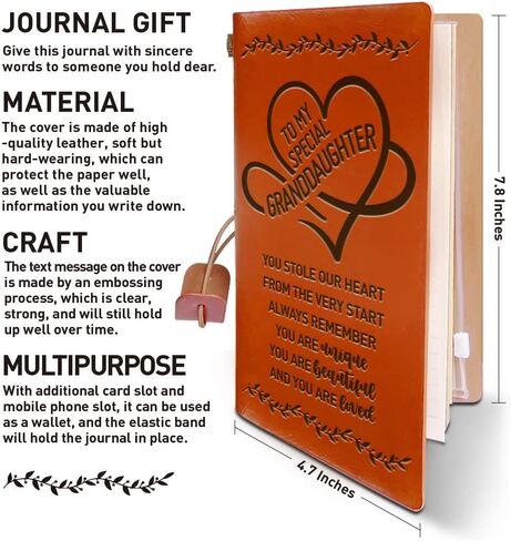 Leather Journal Gifts for Granddaughter, I Love You Deeply, Christmas Graduation Birthday Gifts for Granddaughter, Granddaughter Travel Diary Journal Notebook Gifts from from Grandma, 4.7" X 7.8" in Saudi Arabia
