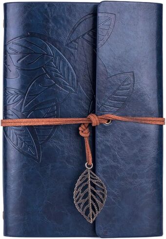 Retro Leaves Pendants PU Leather Cover Loose Leaf Blank Writing Journal Notebook Diary Gift (Coffee, A7(5 inch)) in Saudi Arabia