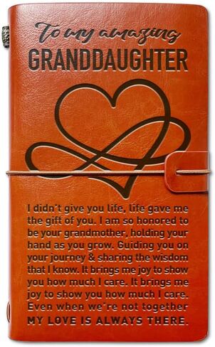 Leather Journal Gifts for Granddaughter, I Love You Deeply, Christmas Graduation Birthday Gifts for Granddaughter, Granddaughter Travel Diary Journal Notebook Gifts from from Grandma, 4.7" X 7.8" in Saudi Arabia