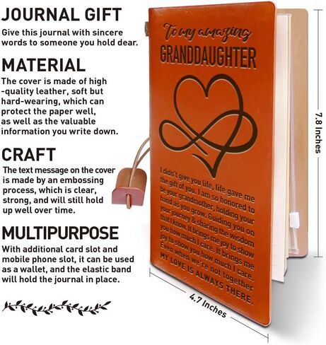 Leather Journal Gifts for Granddaughter, I Love You Deeply, Christmas Graduation Birthday Gifts for Granddaughter, Granddaughter Travel Diary Journal Notebook Gifts from from Grandma, 4.7" X 7.8" in Saudi Arabia