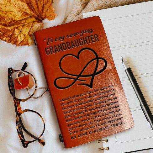 Leather Journal Gifts for Granddaughter, I Love You Deeply, Christmas Graduation Birthday Gifts for Granddaughter, Granddaughter Travel Diary Journal Notebook Gifts from from Grandma, 4.7" X 7.8" in Saudi Arabia