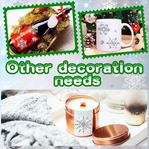 Yexiya 1040 Pcs Christmas Envelope Seal Sticker Glitter Snowflake Sticker Label Christmas Sticker Xmas Snowflake Dot Envelope Sticker Seal for Christmas Card Envelope Box Decoration(Silver, 20 Sheets) in Saudi Arabia
