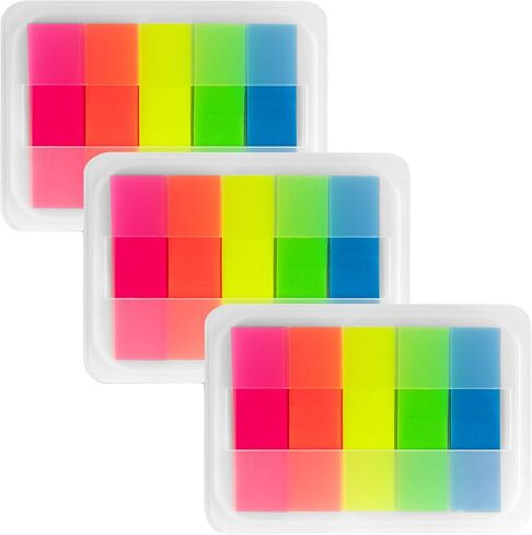 300 قطعة - علامات تبويب ملاحظات لاصقة شفافة مع حافظة - 5 ألوان باستيل فاتحة - 3 حافظات - 1.8 بوصة × 0.4 بوصة - 60 قطعة - علامات تبويب مؤشرة منبثقة - أعلام كتب للتعليق - علامات تبويب لاصقة للكتب in Kuwait