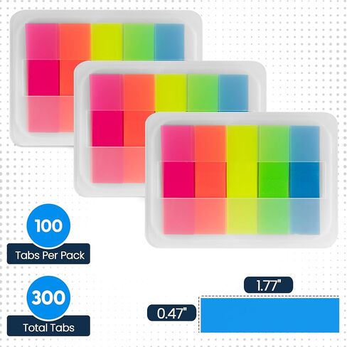 300 قطعة - علامات تبويب ملاحظات لاصقة شفافة مع حافظة - 5 ألوان باستيل فاتحة - 3 حافظات - 1.8 بوصة × 0.4 بوصة - 60 قطعة - علامات تبويب مؤشرة منبثقة - أعلام كتب للتعليق - علامات تبويب لاصقة للكتب in Kuwait
