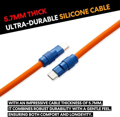 Ultra-Durable 100W 4ft Fast Silicone C to C Charging Cable- Orange for iPhone 15/15Pro/15ProMax MacBook Pro 2020,iPad Pro 2020, iPad Air 4,Samsung Galaxy S23 in Saudi Arabia