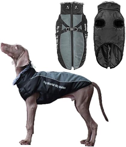 Vehomy Dog معطف الشتاء مقاوم للماء سترة الكلب يندبروف مع تسخير وياقة فروي ملابس الكلاب الدافئة في الهواء الطلق سترة الكلب مع شرائط عاكسة الطقس البارد ملابس الكلاب للكلاب المتوسطة الكبيرة 2XL in Saudi Arabia