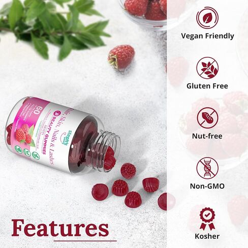 Steph's Pantry Biotin Gummies for Hair, Skin, Nails, & Lashes High Strength Gummies | Daily Multivitamins | Gluten-Free, Nut-Free, Non-GMO, Plant-Based, Vegan, Kosher | (60 Gummies) in Saudi Arabia
