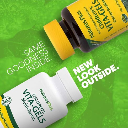 Natures Plus Childrens Vita-Gels - 180 كبسولة هلامية سهلة البلع - نكهة البرتقال الطبيعية - مكملات الفيتامينات والمعادن للأطفال - للصحة والطاقة - خالية من الغلوتين - 180 وجبة in Saudi Arabia