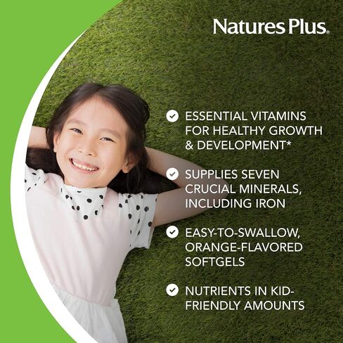 Natures Plus Childrens Vita-Gels - 180 كبسولة هلامية سهلة البلع - نكهة البرتقال الطبيعية - مكملات الفيتامينات والمعادن للأطفال - للصحة والطاقة - خالية من الغلوتين - 180 وجبة in Saudi Arabia