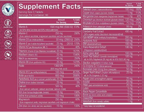 The Vitamin Shoppe Ultimate Woman Gold Multivitamin - with Iron, B Vitamins & Vitamin D3 and More to Support Energy Production, Bone & Immune Health - Gluten Free Multi-Mineral (180 Tablets) in Saudi Arabia