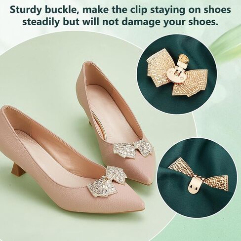 FINGERINSPIRE Bow Shoe Clips Alloy Shoe Clips Crystal Rhinestone Shoe Buckles Bow Tie Pattern Shoe Buckles Removable Shoe Decoration for Shoes High Heel Wedding Bridal Fashion in Saudi Arabia