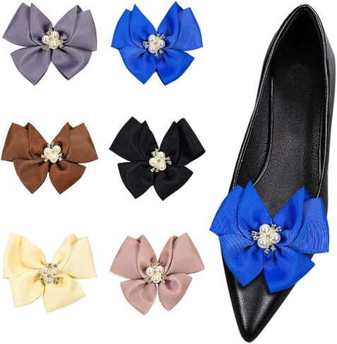 Removable Shoe Buckles Women Pearl Bow Shoe Clips Decorative Shoes Accessories for Wedding party in Saudi Arabia