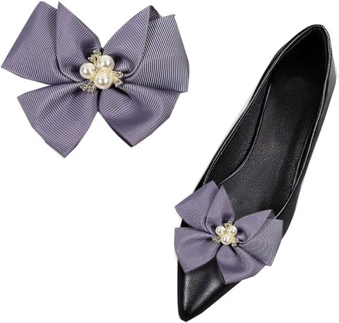 Removable Shoe Buckles Women Pearl Bow Shoe Clips Decorative Shoes Accessories for Wedding party in Saudi Arabia