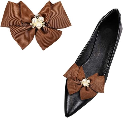 Removable Shoe Buckles Women Pearl Bow Shoe Clips Decorative Shoes Accessories for Wedding party in Saudi Arabia