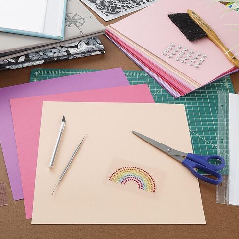 مجموعة متنوعة من البطاقات 12 × 12، 60 ورقة | ورق قصاصات مزخرف فاخر بوزن 80 رطل، قلب صلب | بطاقة مزدوجة الجوانب خالية من الأحماض للحرف الورقية والنقش وصناعة البطاقات | الوردي الأرجواني in Kuwait