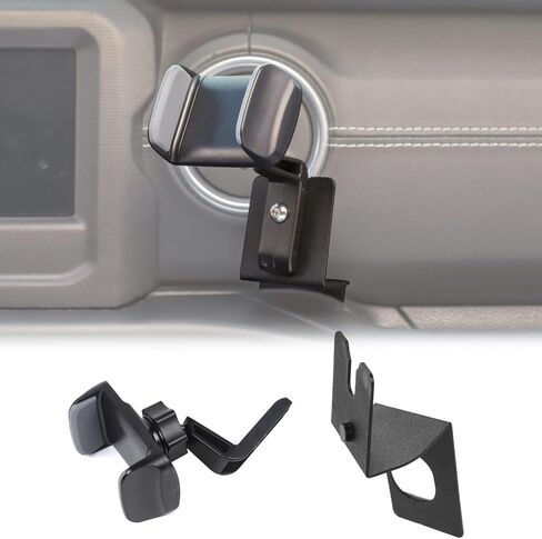 JeCar Multi-Functional Cellphone Holder, Radio Holder Walkie Talkie Bracket 2 in 1 Bolt-on Stand Bracket Compatible with Jeep Wrangler 2018-2023 JL JLU & 2020-2023 Gladiator JT, Black in Saudi Arabia