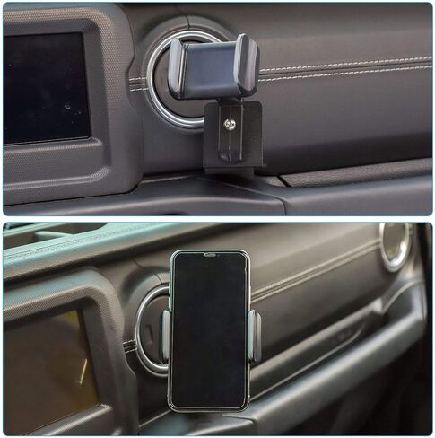 JeCar Multi-Functional Cellphone Holder, Radio Holder Walkie Talkie Bracket 2 in 1 Bolt-on Stand Bracket Compatible with Jeep Wrangler 2018-2023 JL JLU & 2020-2023 Gladiator JT, Black in Saudi Arabia