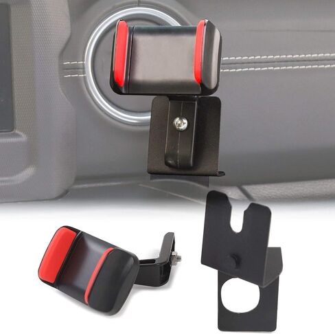 JeCar Multi-Functional Cellphone Holder, Radio Holder Walkie Talkie Bracket 2 in 1 Bolt-on Stand Bracket Compatible with Jeep Wrangler 2018-2023 JL JLU & 2020-2023 Gladiator JT, Black in Saudi Arabia