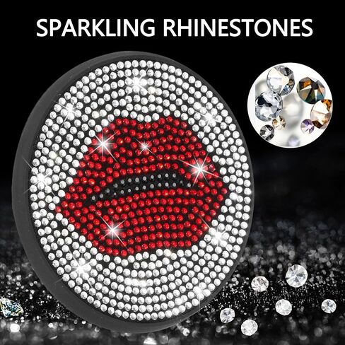 قواعد أكواب السيارة، قاعدة أكواب لطيفة للسيارة، إكسسوارات سيارة لامعة للنساء مصنوعة يدويًا بأحجار الراين الكريستالية، مضادة للانزلاق، 2.75 بوصة تناسب معظم السيارات، عبوتان - وجه مبتسم in Kuwait