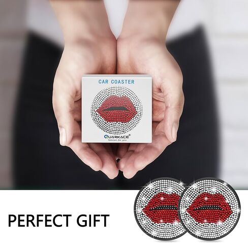 قواعد أكواب السيارة، قاعدة أكواب لطيفة للسيارة، إكسسوارات سيارة لامعة للنساء مصنوعة يدويًا بأحجار الراين الكريستالية، مضادة للانزلاق، 2.75 بوصة تناسب معظم السيارات، عبوتان - وجه مبتسم in Kuwait