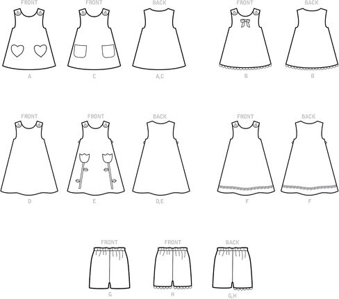 Simplicity Toddlers' Dress, Tent Top and Pull-On Shorts Sewing Pattern Kit, Code S9318, Sizes 1-2-3-4, Multicolor in Saudi Arabia