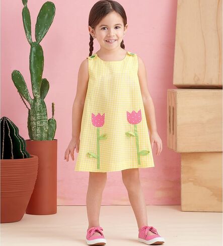 Simplicity Toddlers' Dress, Tent Top and Pull-On Shorts Sewing Pattern Kit, Code S9318, Sizes 1-2-3-4, Multicolor in Saudi Arabia