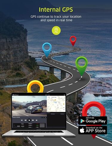 2 Channel Dash Cam 4k with Wi-Fi GPS, 2K+1080P Dual Dashcam Front and Rear Inside, Wireless Dual Dash Camera for Car with WDR IR Night Vision, 170° Wide Angle Record, 24hr Parking Monitor in Kuwait