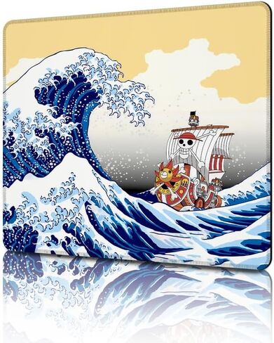 Anime One Piece Mouse Pad Non-Slip Rubber Desk Mat Kanagawa Wave Gaming Mousepad for Office Desk Decor 9.8 x 11.8inches x 3mm in Saudi Arabia